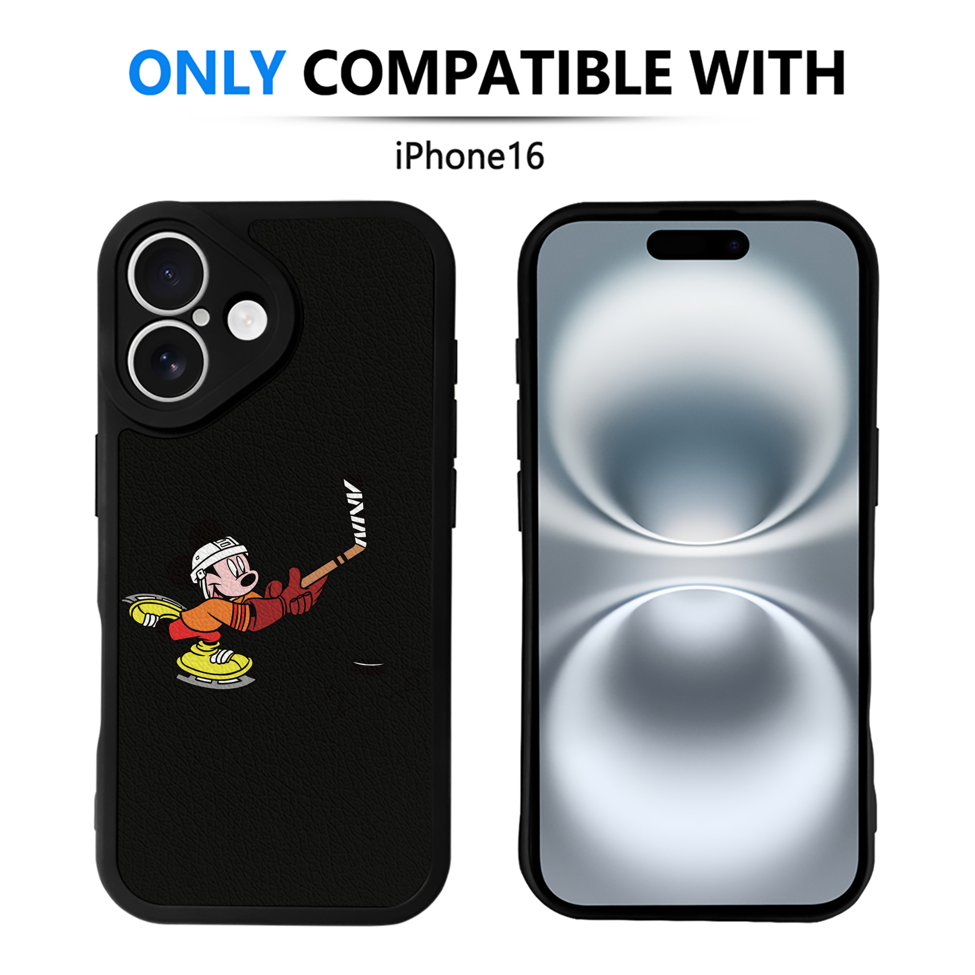 （画像用） ミッキーマウス Mickey Mouse 【iPhone 16シリーズ対応】シリコンスマホケース（レザー調） 材質：シリコン